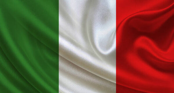 Italian flag, three dimensional render, satin texture